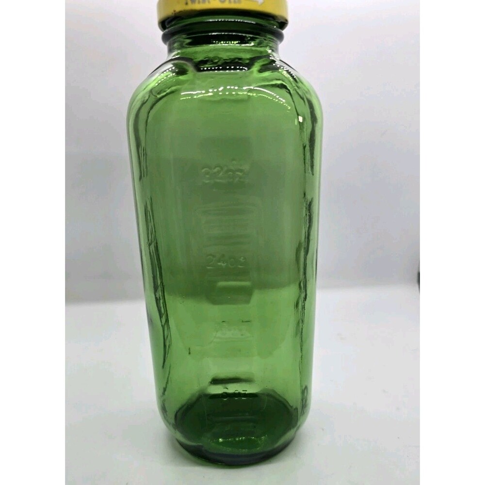 Vintage Water Bottle Emerald Green Juice Glass 40oz Refrigerator